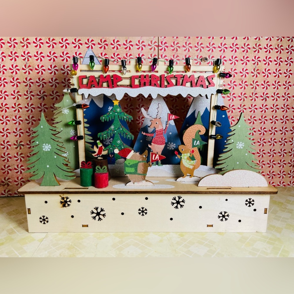 World Market Laser Cut Camp Christmas LED Light Up Display - NEW